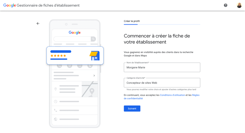 Création fiche Google My Business
