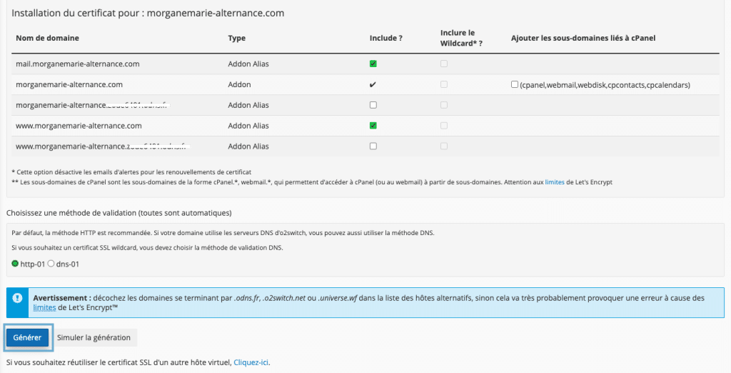 Générer certificat SSL