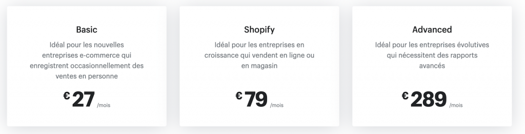 Tarif shopify