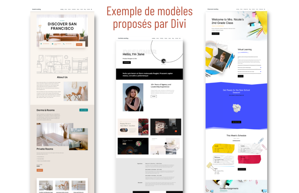 exemple de template Divi