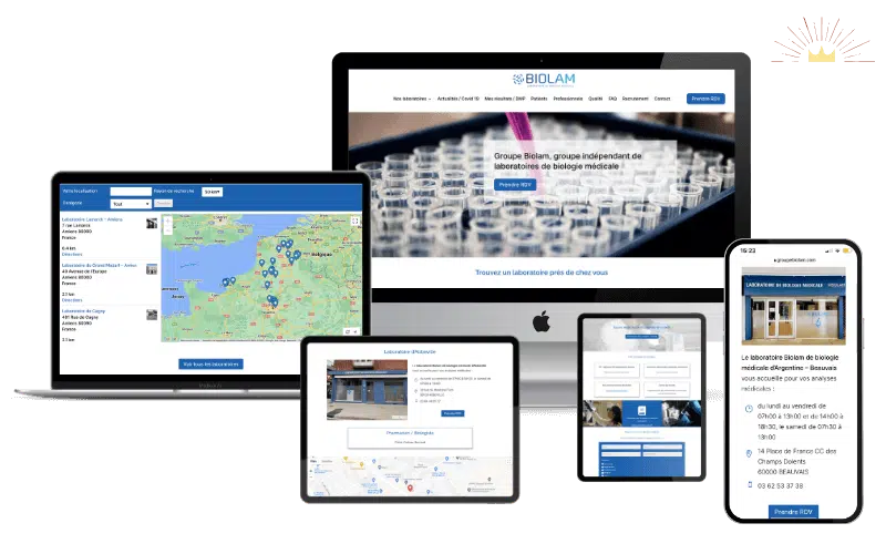 Réalisation refonte site vitrine avec carte interactive groupebiolam.com