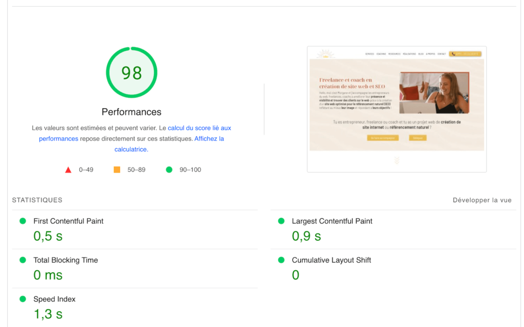 Performance site Google Page Speed Insight