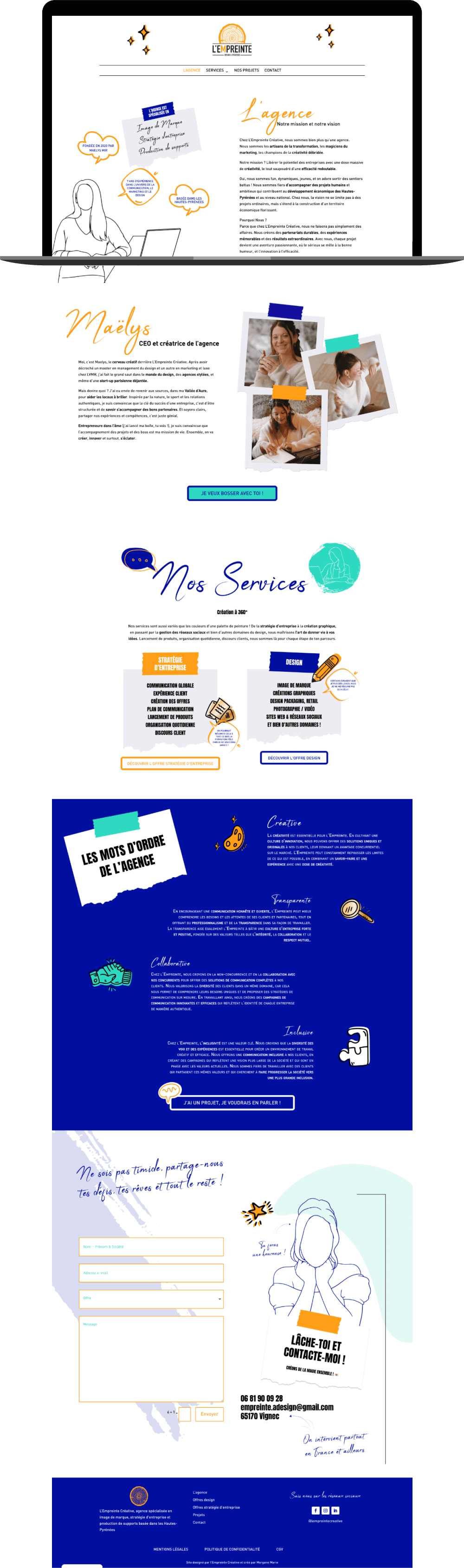 Page d'accueil site vitrine L'Empreinte Créative