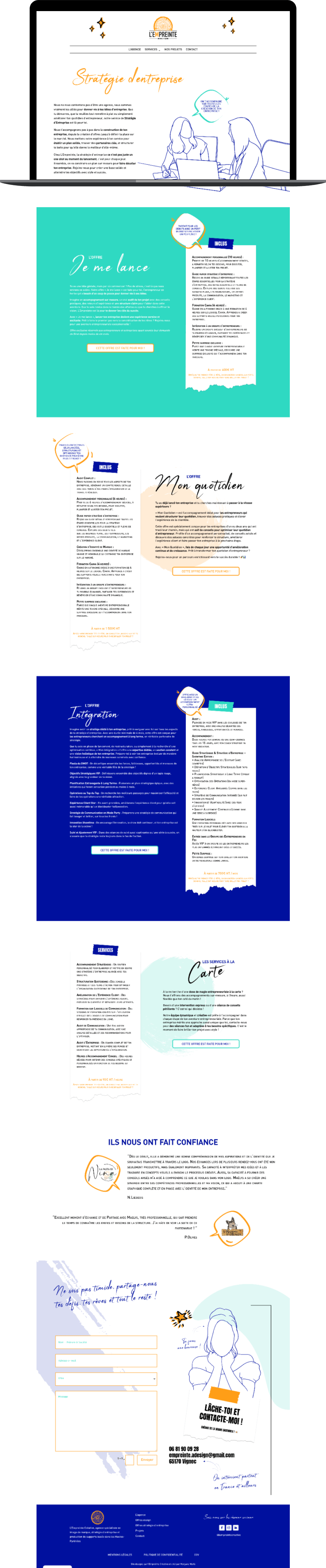 Page offre stratégie d'entreprise site vitrine L'Empreinte Créative