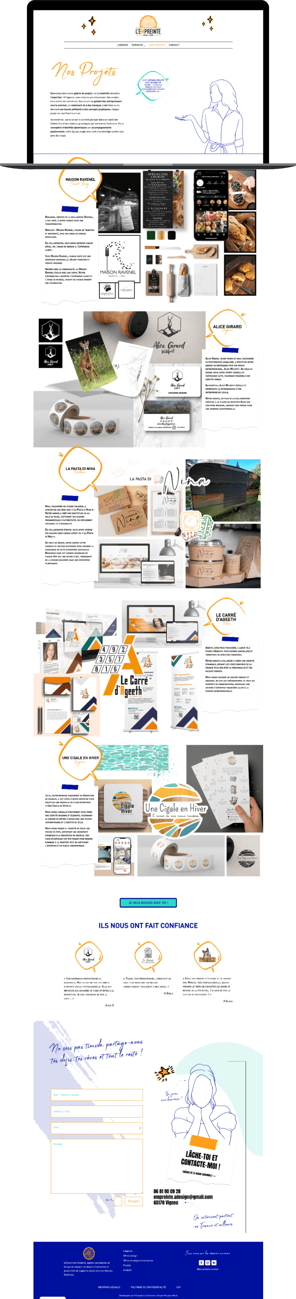Page projets site vitrine L'Empreinte Créative