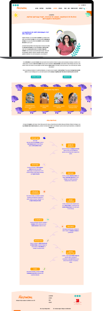 Page à propos site e-commerce Chez Philomène