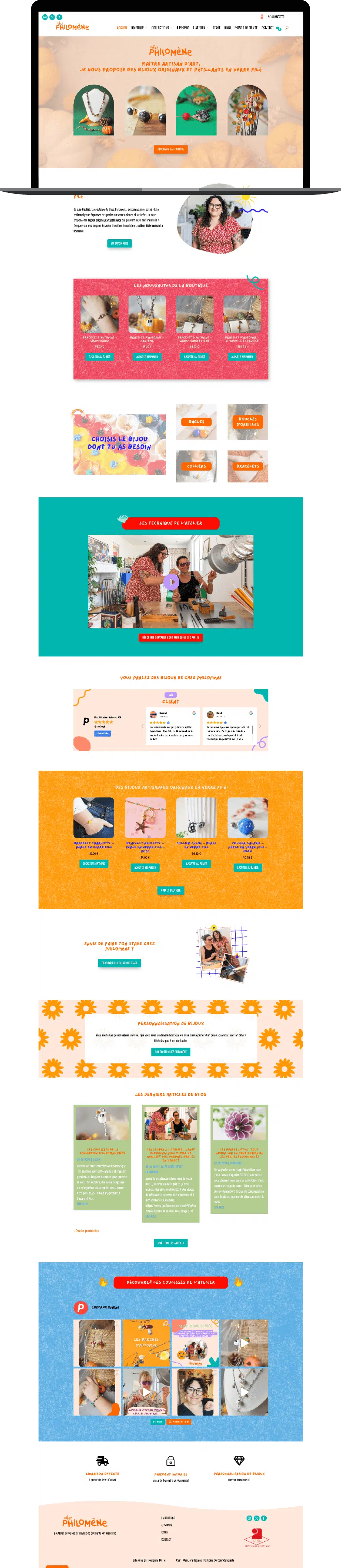 Page accueil site e-commerce Chez Philomène