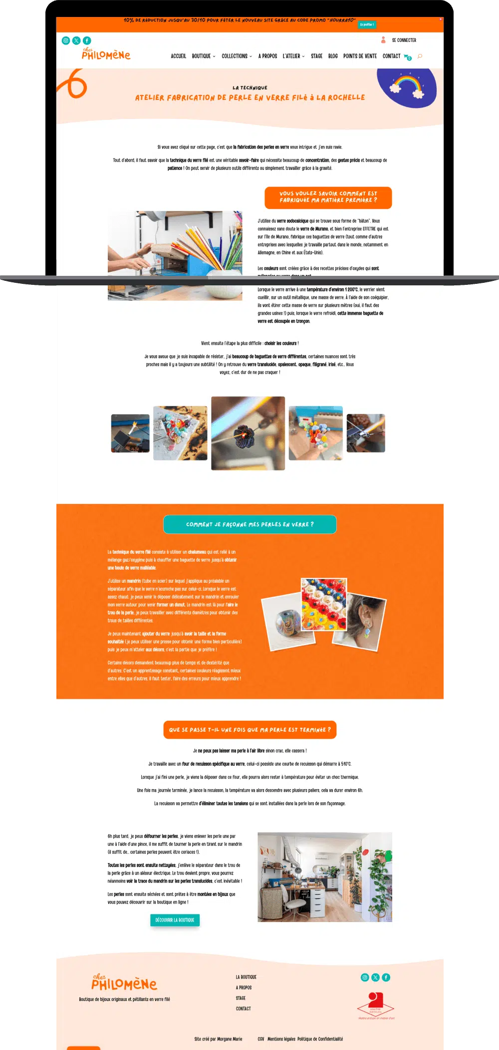 Page technique de fabrication site e-commerce Chez Philomène
